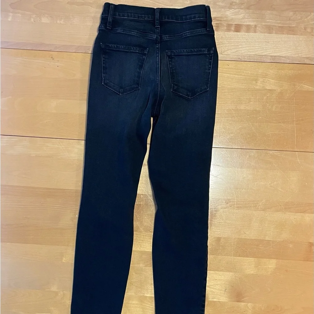 Fashion Nova Black Denim Straight Leg High Waist Distressed Jeans Size 1 - Picture 6 of 8